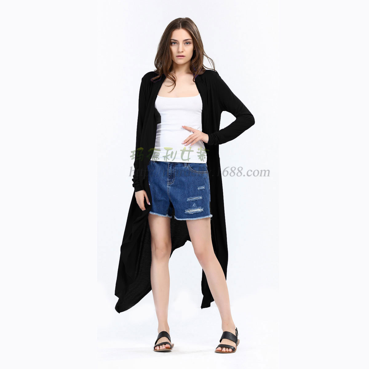 SZ60003-1-2 Fashion Ladies Long Cardigans Knit Sweaters For Women